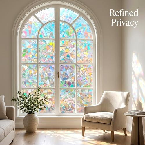3D Prism Window Film Translucent Decorative Rainbow Sliding Glass Door Tint Covers Static Cling No Residue Heat Control Anti UV Removable Décor Coverage for Kitchen Bedroom Living Room,23.6x78.7in. by Mikomer - Image 7