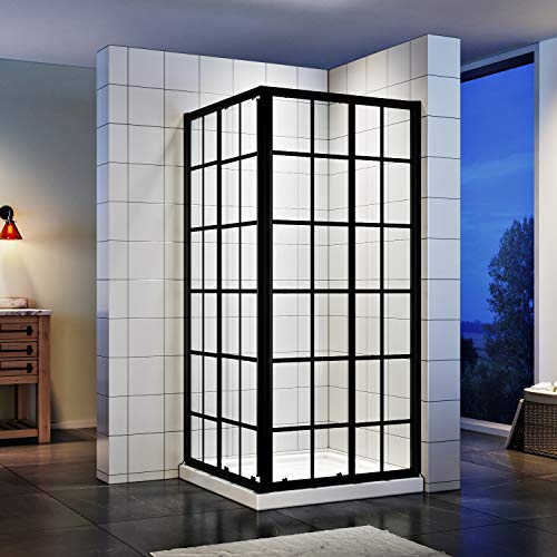 Elegant 36 In. D. X 36 In. W. X 72 In. H. 2 Opening Sliding Shower Enclosure, Double Sliding Shower Door 1/4 In. Clear Glass, 2 Stationary Panels,Black Brushed Nickel (Shower Base Not Included) #TOP15