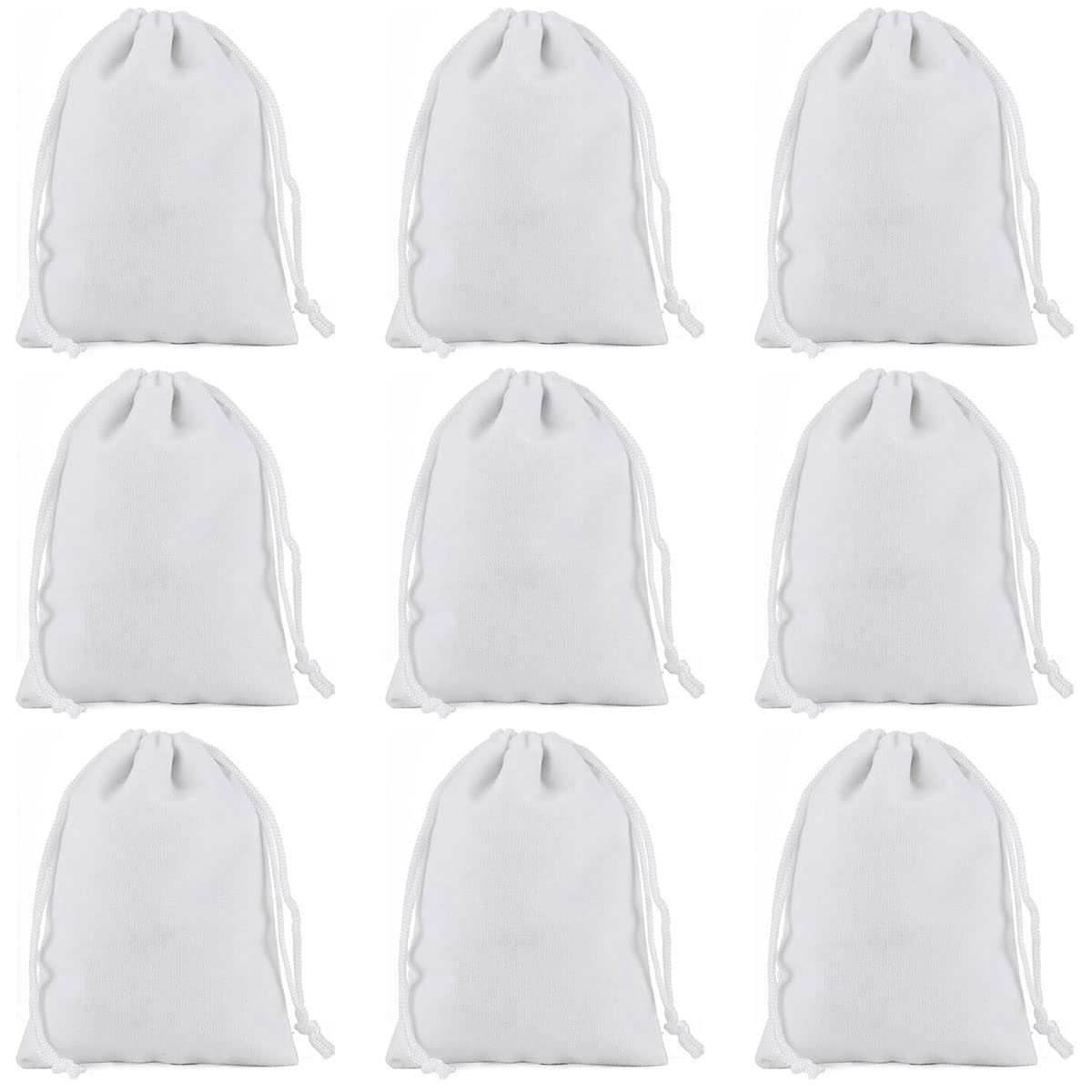 Snadulor 20 Pcs Solid Color Velvet Drawstring Bag for Jewelry Party Favor Gift Velvet Bags Wedding Favors,Candy Bags, 3.2"x4",White