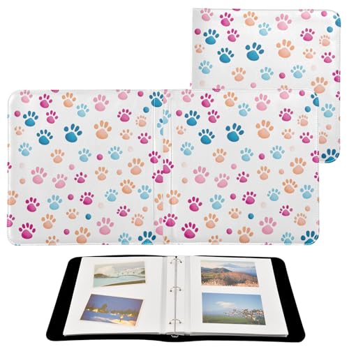 Álbum de fotos autoadhesivo scrapbook DIY con diseño de patas coloridas, encuadernación de 3 anillos, 40 páginas, tamaño 8x10 para recuerdos miniatura 2