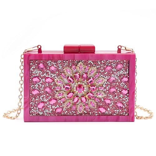 Image of Clutch Bag for Women Evening Bag with Detachable Chain Strap Gala Balls Purse for Wedding Cockatail