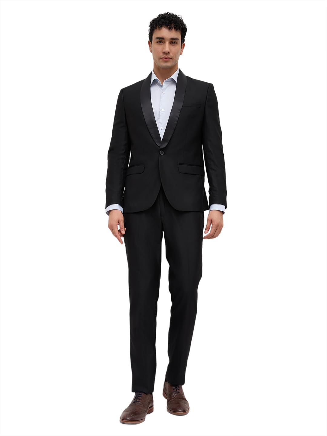 park avenue Men Slim Fit Solid Pattern Polyester Blend Shawl Collar Full Sleeve Formal Suit-picture-11