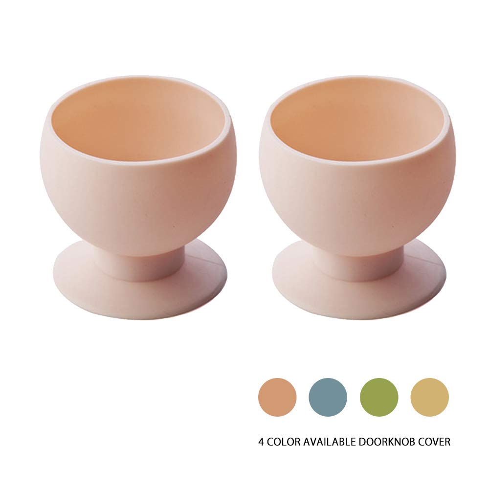 HEFUTE Door Knob Cover 2 Pack Safety Door Stopper for Wall Protection Decorative Door Bumper Suitable for Bedroom Kitchen Office(Pink)