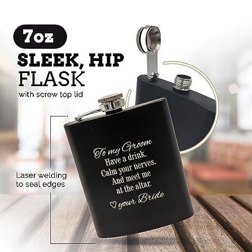 Groom Gifts from Bride on Wedding Day, Gifts for Groom to be, Fiance Gifts for Him, Bride and Groom Flask, Groom Gift, Groom Engagement, Wedding Gift for Husband, Future Husband Gifts, Hip Flask (GB) - Image 3