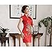 OULII Mujeres Cheongsam Chino Manga Corta Qipao Slim Rojo Vestido de Noche...