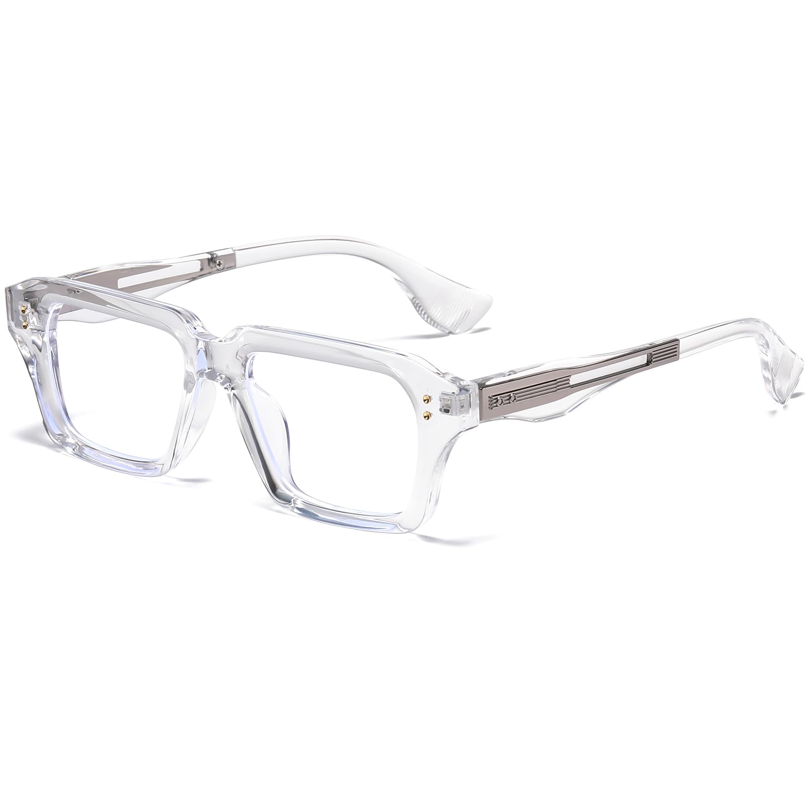 AIEYEZO Modische quadratische Blaulichtbrille für Männer und Frauen, Retro, dicker Rahmen, blaues Licht, blockierende Computerbrille (transparent)