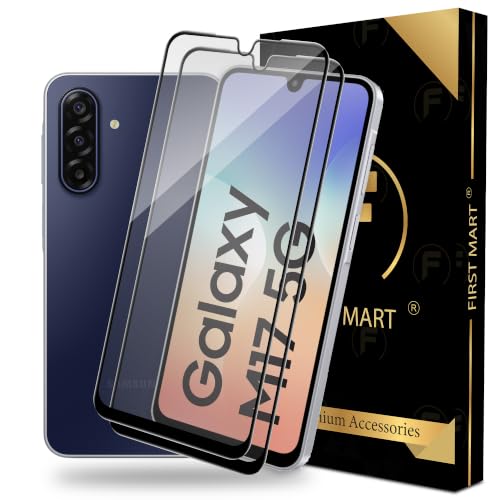 Image of FIRST MART Tempered Glass Screen Protector for Samsung Galaxy A17 / Galaxy M17 / M36 / F36 / Galaxy F17 - Full-Glue Screen Guard, 3D Edge to Edge, HD Clear, Bubble-Free, Case-Friendly, Black, Pack of 2