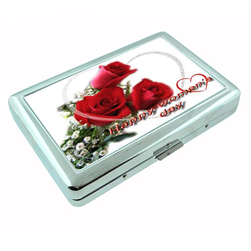 Mothers Day D4 Silver Metal Cigarette Case Honoring Mom Flowers Hearts