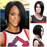 ATOZWIG@Shining Medium Straight Black African American Wigs for Women