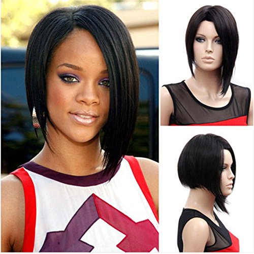 ATOZWIG@Shining Medium Straight Black African American Wigs for Women