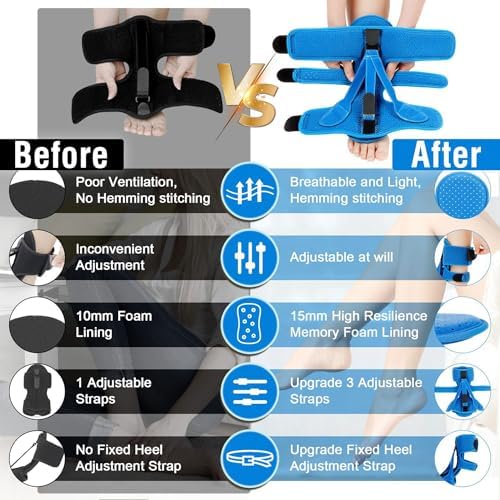 Plantar Fasciitis Night Splint-Adjustable Planter Facetious Relief Brace,Plantar Fasciitis Relief Foot Drop Achilles Tendonitis(Blue-2PC) — 사진 5