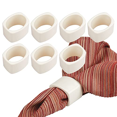 mDesign Modern Decorative Plastic Napkin Rings for Place Settings - Use at Home, Kitchen, Dining Room, Dinner Parties, Luncheons, Picnics, Holidays, Weddings, Buffet Table - 8 Pack - Cream/Beige