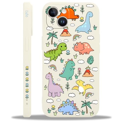 Yoedge Funda para iPhone 13 6,1', Suave Silicona Carcasa con Anime Lindo Dinosaurio Nubes Dibujos Cover para Mujer Niñas, Antigolpes Anti-arañazos Bumper Protectora Case para iPhone13, Cute