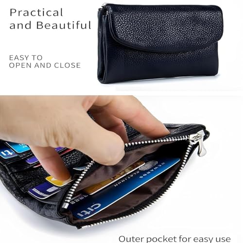 Joyfullygo Unisex Pebble Leather Wallet,Short Slim RFID Blocking Bifold Zipper Coin Pocket Card Case Purse with ID Window (A-3#)4
