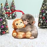 Team P.UNC.h Baby Monkey Ornament – Cute Baby Monkey Christmas Ornament – Emotional Support Animal Decor – Animal Lover Gift – Acrylic or Wood Hanging Ornament (Style 1)