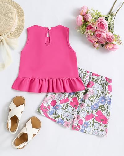 Image of Weebaby Toddler Girl Clothes Baby Summer Outfits Sleeveless Halter Top Ruffle Short Set Cute Kids Clothes Girls