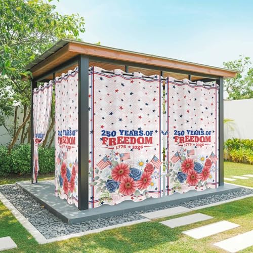 4th of July Outdoor Curtain for Patio Waterproof, 250 Years