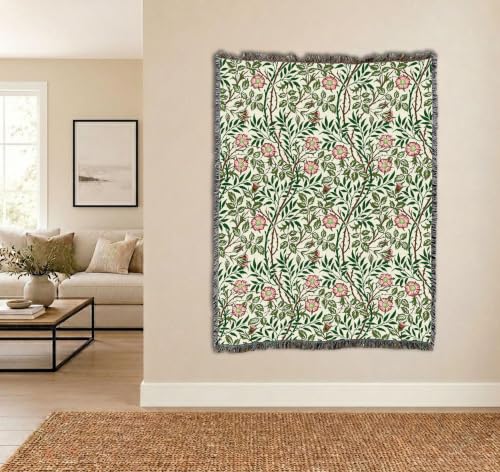 Image of Pure Country Weavers William Morris Sweetbriar Blanket - Arts & Crafts - Gift Tapestry Throw Woven from Cotton - Made in the USA (72x54) Original