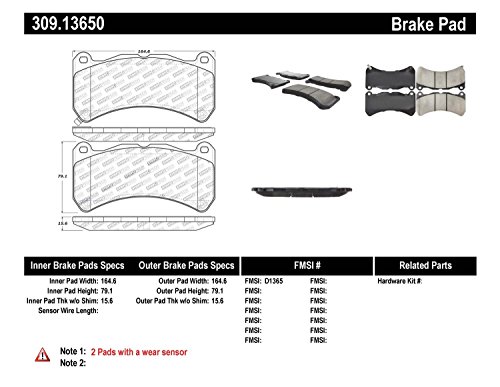 Stoptech 309.13650 Sport Brake Pads With Shims And Hardware #TOP1