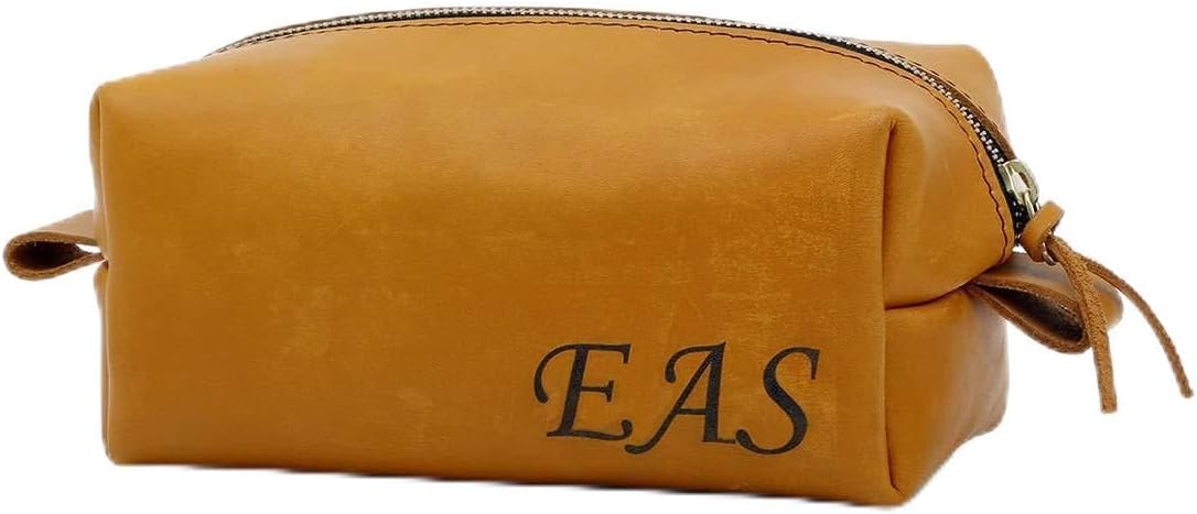 Surf To Summit Personalized Leather Toiletry Bag, Dopp Kit, Leather Shaving Kit, Groomsmen, Father's Day Gift, Travel Shaving Bag (Small -NO Personalization, Black)