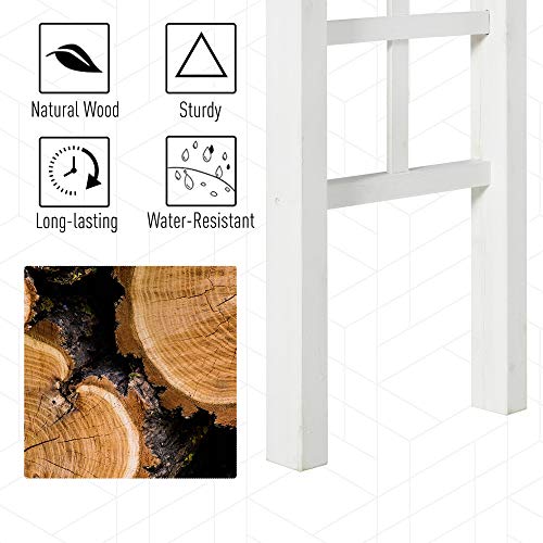Outsunny 7' Wood Steel Outdoor Garden Arched Trellis Arbor With Natural Fir Wood & Side Panel For Climbing Vines, White #TOP4