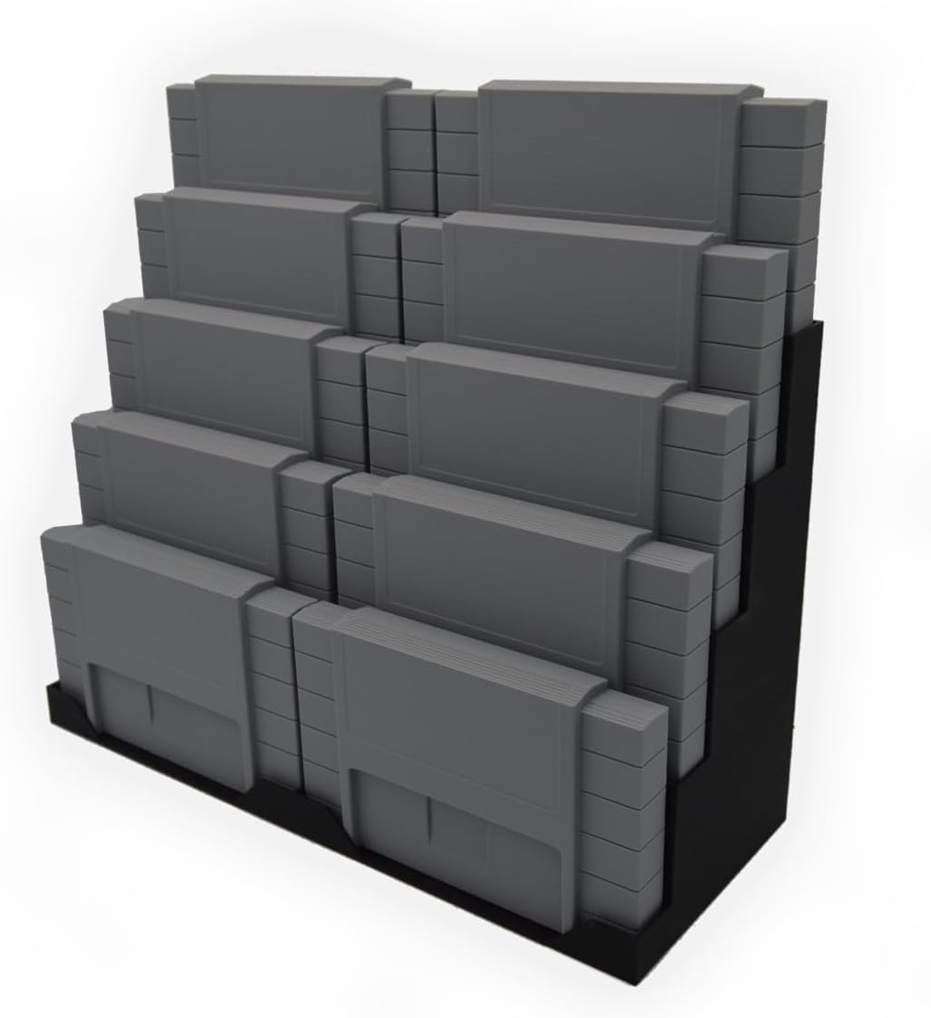 R2D3 Display Stand Compatible with SNES NTSC Cartridges - Retro Gaming 3D Printed Organizer & Showcase (Holds 10 Games)