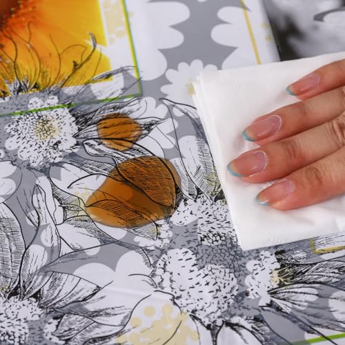 Image of Heavy Duty Vinyl Tablecloth with Flannel Backing Waterproof Oil-Proof Plastic Table Cloth Stain-Resistant Wipeable Rectangle or Square Table Cover for Indoor and Outdoor ( Sunflower, 52X70 Inch)