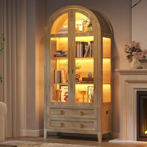 LVSOMT LED Vitrina Cristal Arqueada 180cm