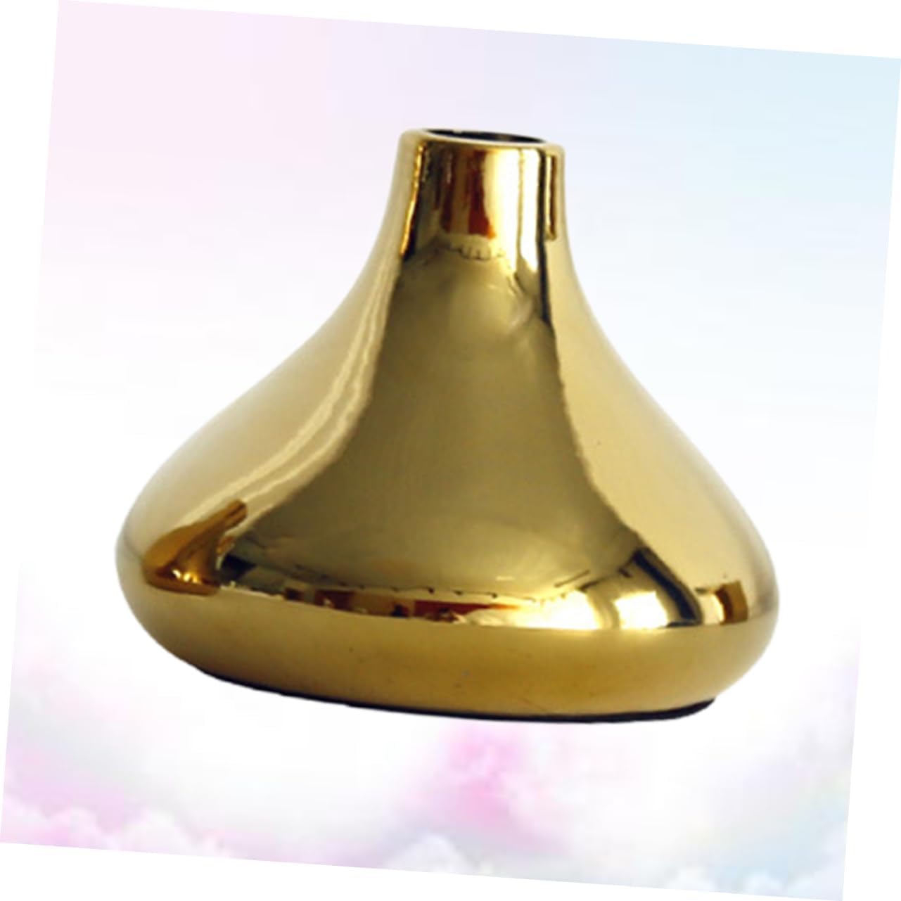 Small Gold Ceramic Vase for Dried Flower Arrangement Mini Desktop Decoration and Table Ornament Multi-Functional Home Adornment for Succulents and Air Plants