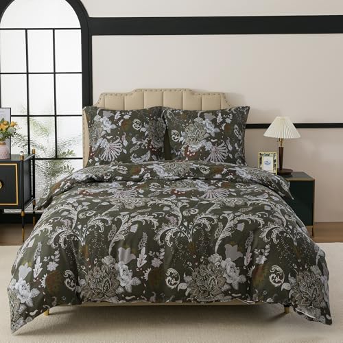 WUMIUER Geblümt Bettwäsche 135x200 2teilig Bettbezug - Barock Stil Blumen...