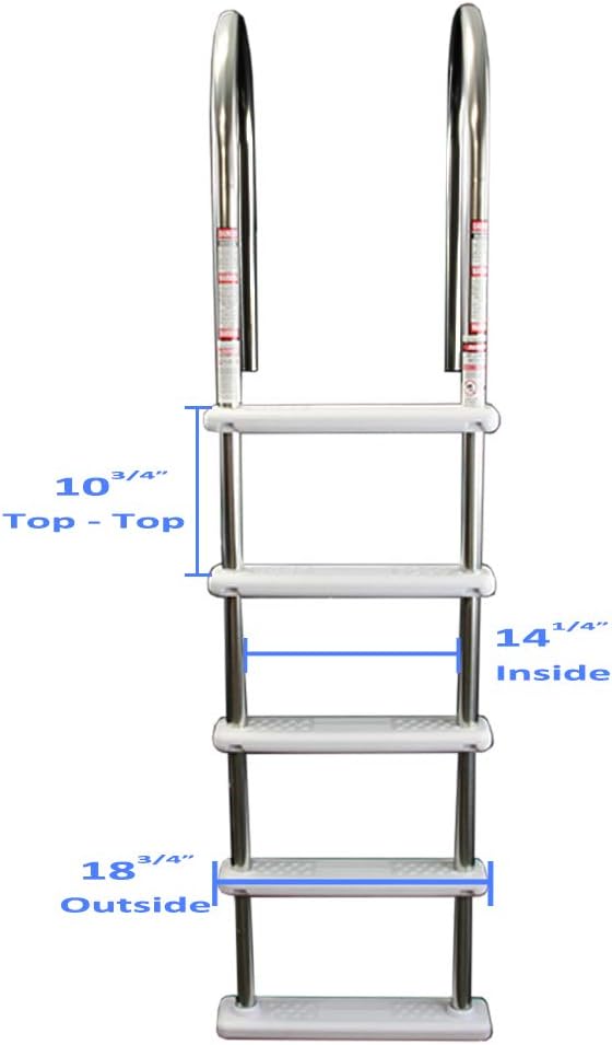 Aqua Select Stainless Steel in-Pool Ladder with Resin Steps | Stainless Steel Handrails | Fit Up to 54-in Deep Pools | 225 Lb Capacity