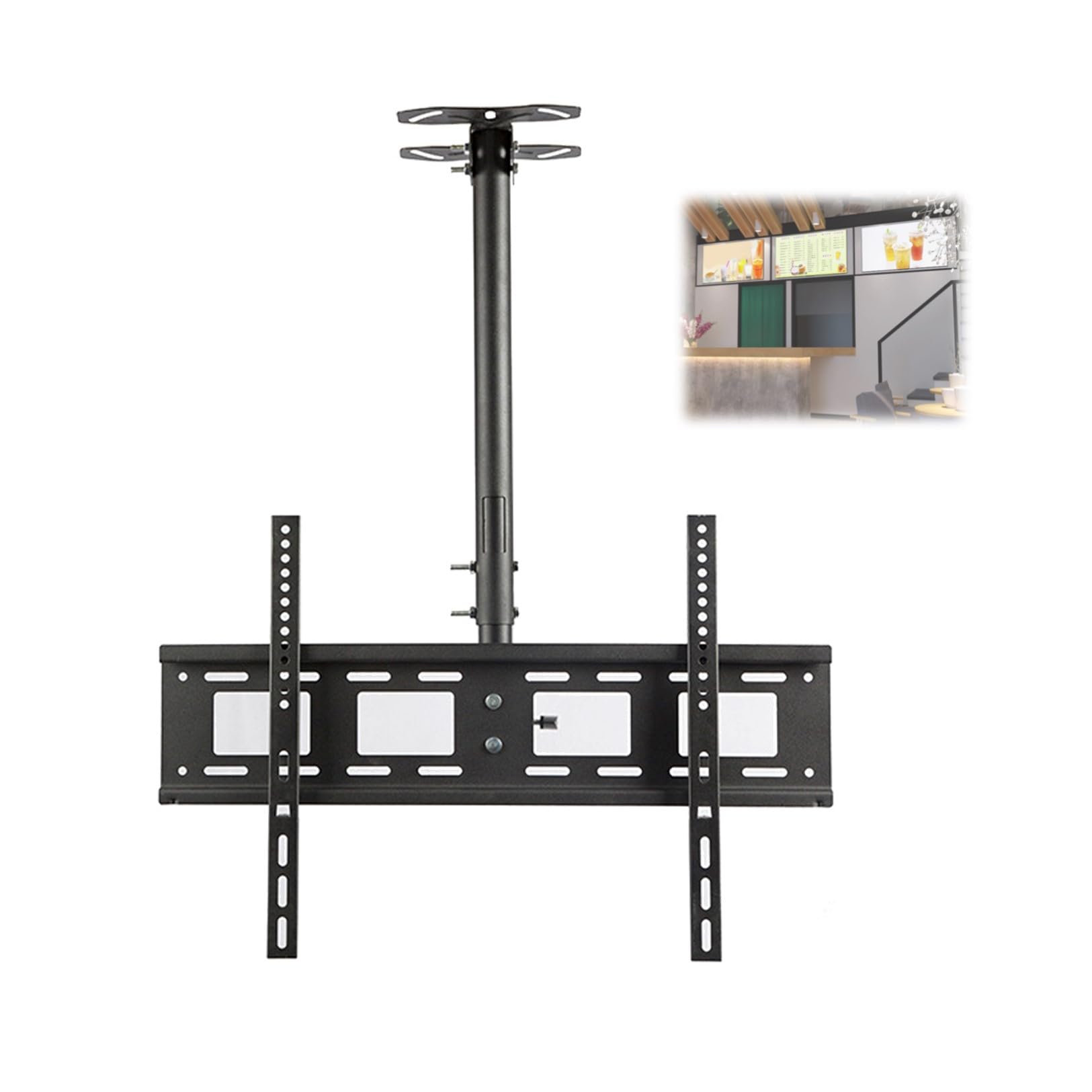 Soporte de Montaje para TV de Techo de 32 a 85 Pulgadas, Ajustable, Giratorio 360 Grados, Capacidad 55 Kg