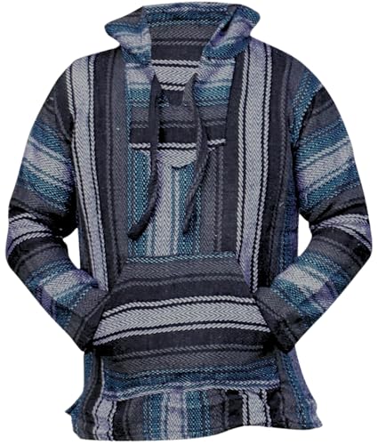 Del Mex Mexican Baja Hoodie Sweatshirt Pullover Jerga Surf Poncho Drug Rug (Medium, Luna)