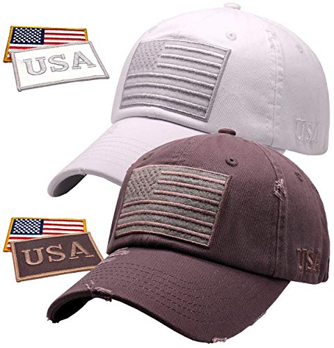 Image of Antourage American Flag Unisex Baseball Hat for Men and Women | USA Flag Mesh Snapback Flat Visor Cap + 2 Patriotic Patches