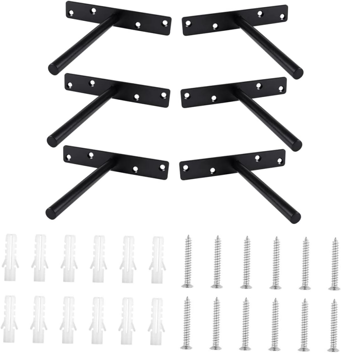 6sets Iron Material Floating Shelves Brackets Wall Fixed Bracket Hidden Shelve