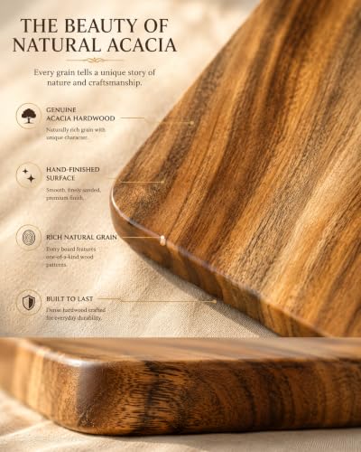 Image of Acacia Wood Cutting & Chopping Board | Eay to Use| Anti-Bacterial |Food Safe | Small 13x8x1 Inch