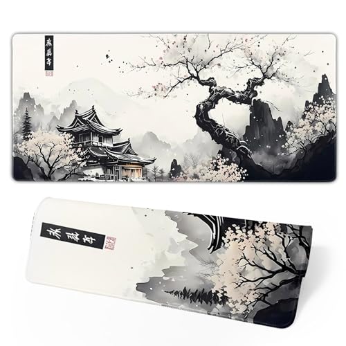 マウスパッド ゲーミング大型80cm*30cm*3mm 滑り止めゴム底 ，耐摩耗性のある表面，可以水洗，オフィスやゲームに最適 (風景)