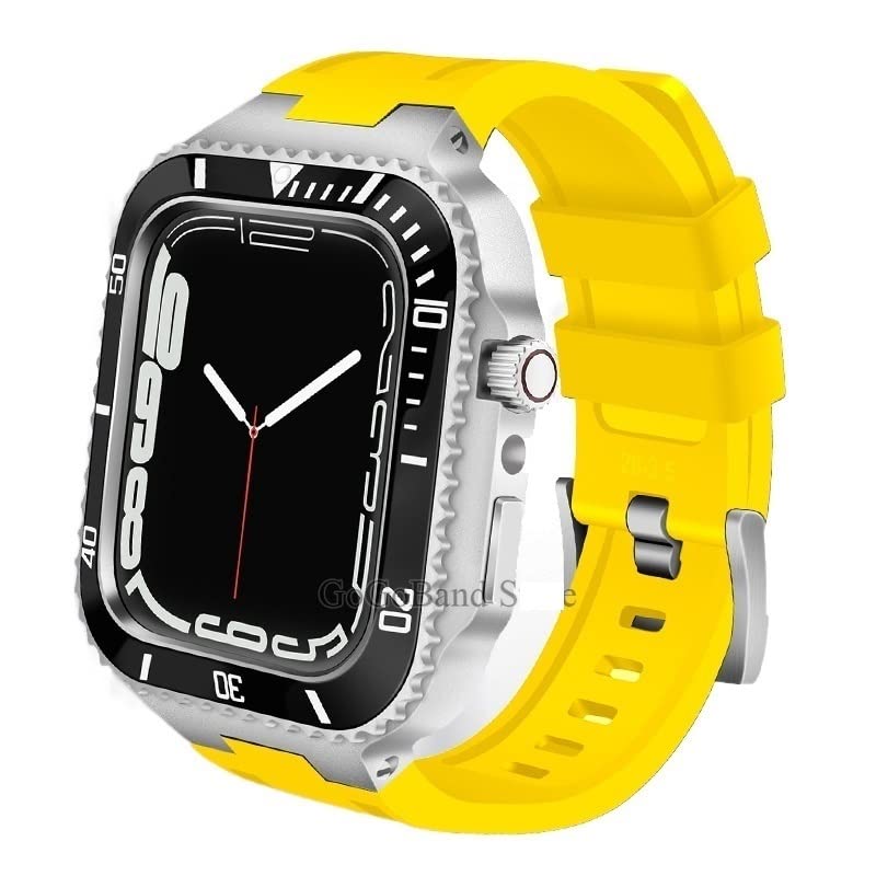 Kit modification luxe en métal pour Apple Watch 45mm avec cadre robuste et bracelet