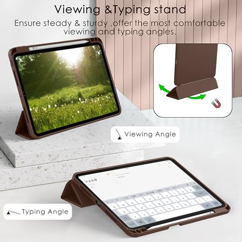 Image of ZryXal New iPad Pro 13 Inch Case (M5) 2025 / (M4) 2024 with Pencil Holder, Smart iPad Case [Support Pencil Pro and Pencil (USB-C)], Support Touch ID and Auto Wake /Sleep (New Chocolate)