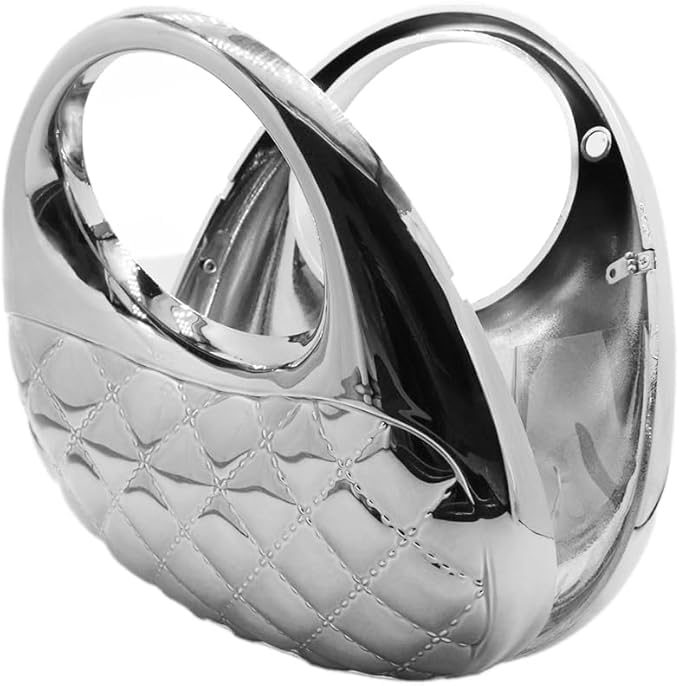 Image of Metallic Acrylic Evening Handbag for Women | Crossbody Sling Bags with Detachable Chain Strap Glossy Stylish Ladies Girls Small Size Cute Party Wedding Bag