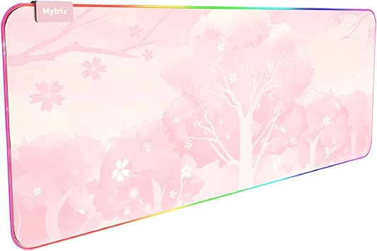 Amazon Co Jp マウスパッド 大型 Rgb ゲーミングマウスパッド キーボードパッド ノンスリップラバーベース 800 300 4mm デスクマット 光るマウスパッド かわいい 桜柄 ピンク 防水 防塵 ズレない Usbケーブル付属 Mytrix パソコン 周辺機器
