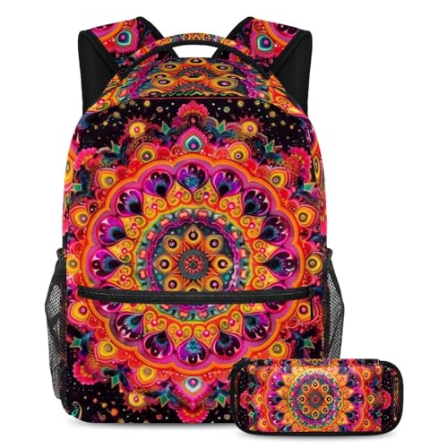 Sac à dos mandala psychédélique avec trousse cadeau de rentrée