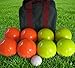 BuyBocceBalls Listing - Made in USA, Premium Quality Tournament Bocce Set - 110mm Orange and Yellow Balls, Nylon Bag, 998 Grams (2 lbs. 3.2 oz.). Various Bag Colors
