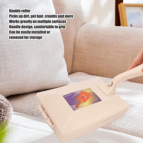 Image of Cleaning Brush, Hand Broom Counter Duster Dusting Brush Double Roller Short Handle Dust Cleanings Brush Manual Sweeping Brush Handheld Removable Carpet Debris Brush For Bed Clothes Desktop Carpet Sofa