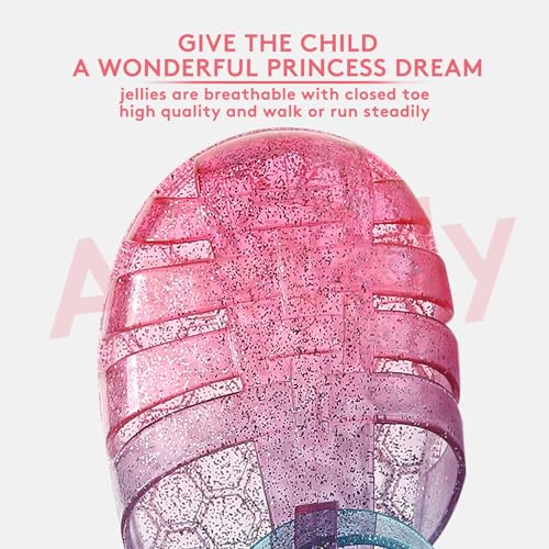 Amtidy Jelly Shoes for Girls, Children's Fishermen Sandals, Princess Birthday Toddler Glitter Sandals2