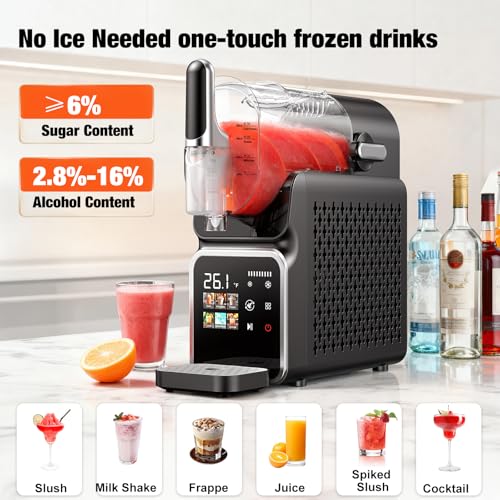 Image of Slushie Machine No Ice Needed, Auto-Clean, 220W Quick Frozen Drink Maker with 6 Preset Programs for Margaritas, Frappes, Milk Shake and More, Slushy Machine for Home, 88oz