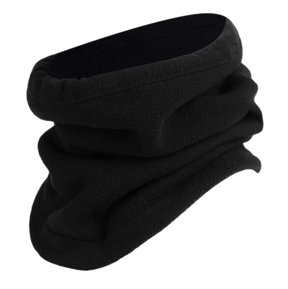 Itzu Gaiter Thermal Fleece Snood Neck Face Warmer Tube Ski Scarf Beanie Mens Womens (Black)