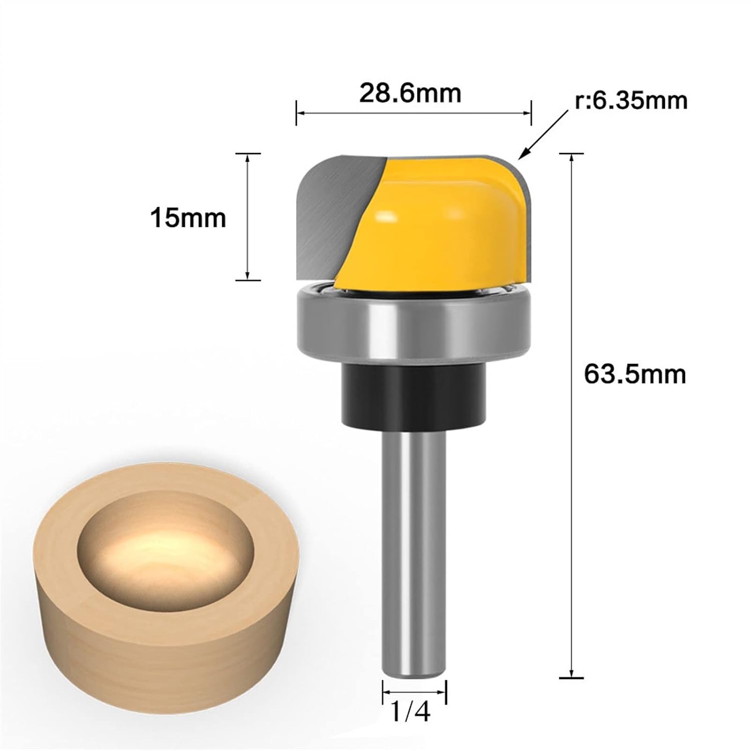 1-1/8 Inch Diameter BowlTray Template Router Bit 1/4 Inch Shank 1Pcs