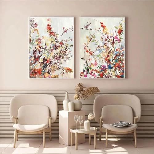 Toile aquarelles fleur art mural sans cadre pour habiller un grand mur