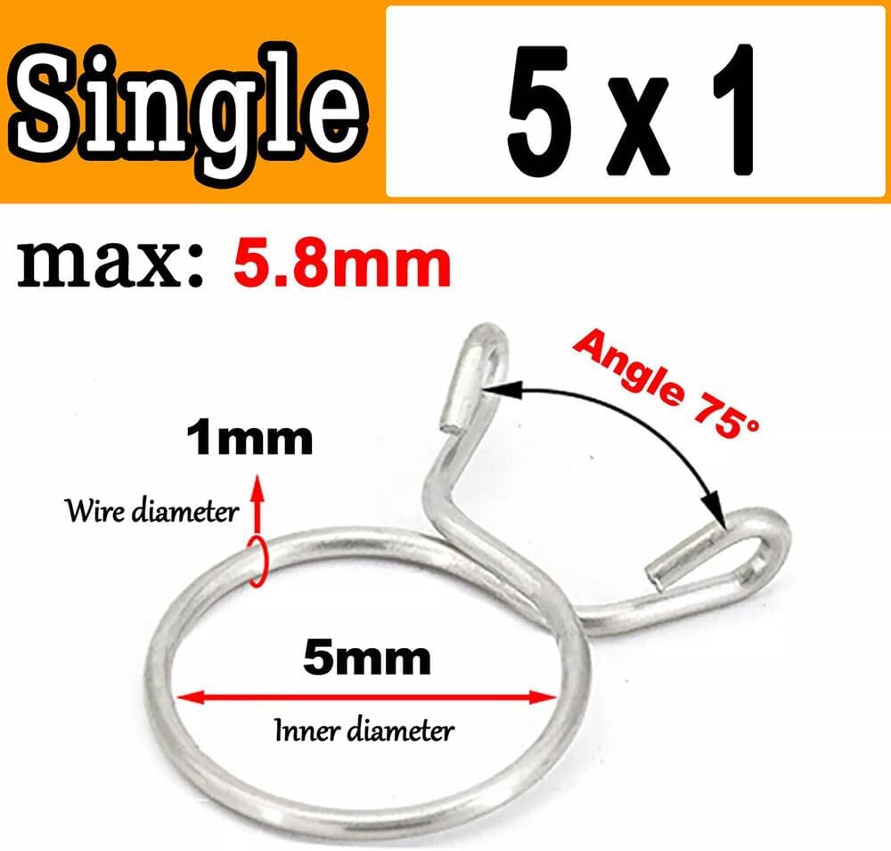 Single Wire Fuel Hose Spring Clips Silicone Pipe Clamps Air Band Vacuum Tube (200,75 x 3 mm)